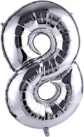 40 Inch Large Foil Helium Number Balloon Birthday Wedding Party 0-9 (Silver, 8)
