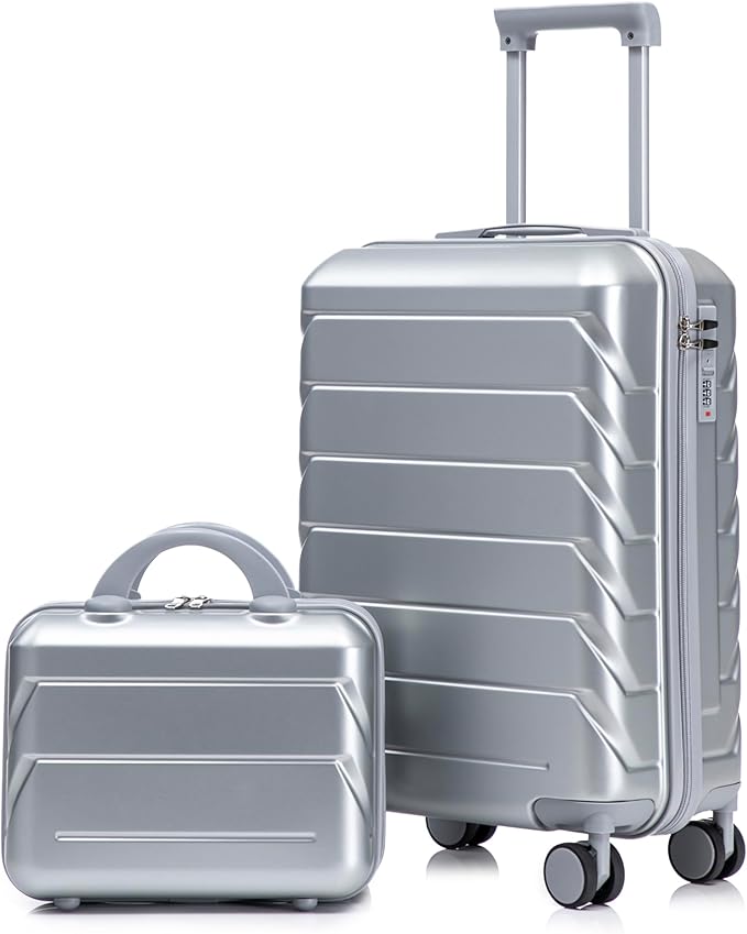 20+14 Inch Hardside Luggages, Lightweight Durable ABS Suitcase Spinner Wheels