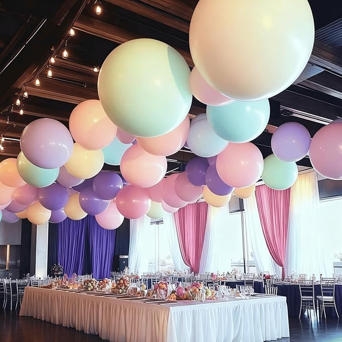 50 Pack Pastel Balloons 18 24 36 Inch Macaron Rainbow Colors balloon Various Sizes, for Baby Shower, Birthday, Wedding, Easter Party Decorations