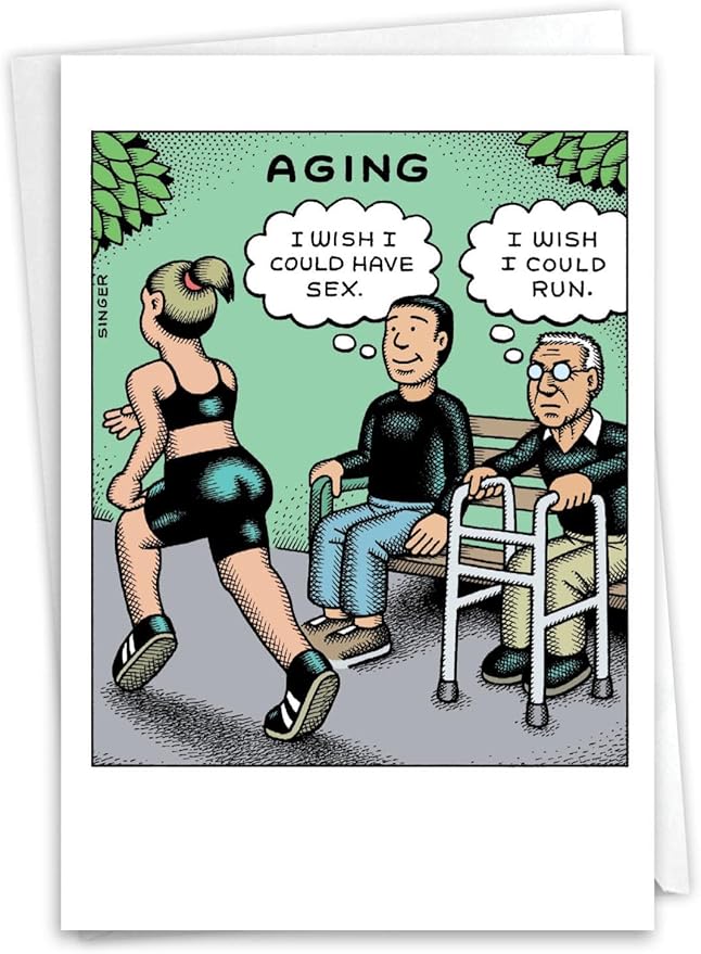 NobleWorks Funny Birthday Greeting Card with 5 x 7 Inch Envelope (1 Card) BdayWishful Aging C10302BDG