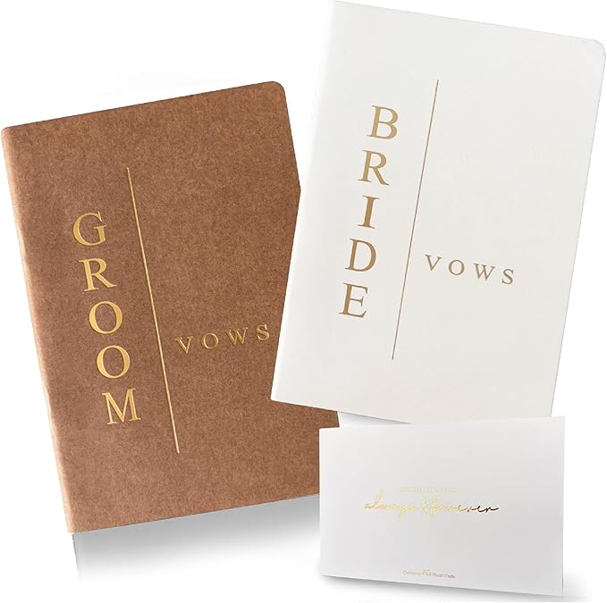 Vow Books for Bride and Groom, His and Hers Vow Books for Wedding-Soft Touch Gold Foil Engraving, Engagement | Wedding Essentials