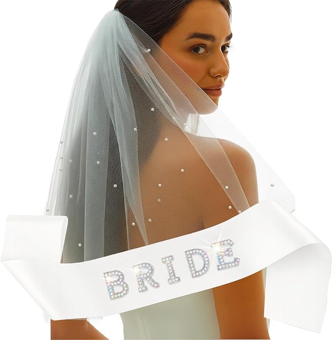 Bride to Be Sash Veil Bachelorette Party Accessories, Bridal Shower Decorations, Engagement Gifts for Bride