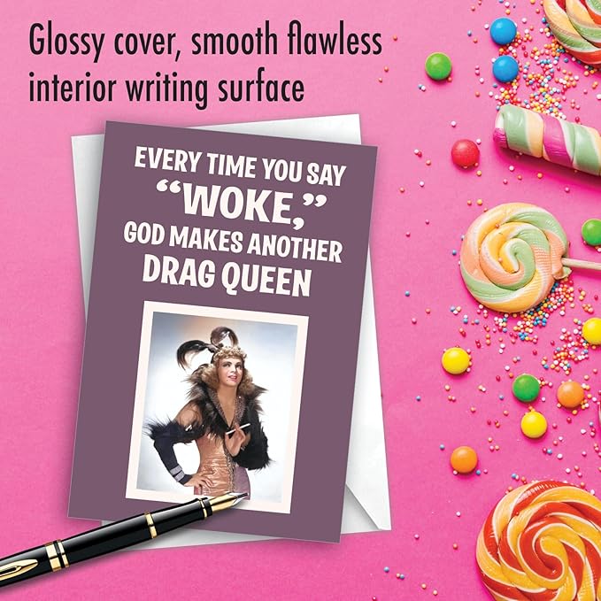 NobleWorks, Funny Birthday Greeting Card with 5 x 7 Inch Envelope (1 Card) Bday Say Woke C10801BDG