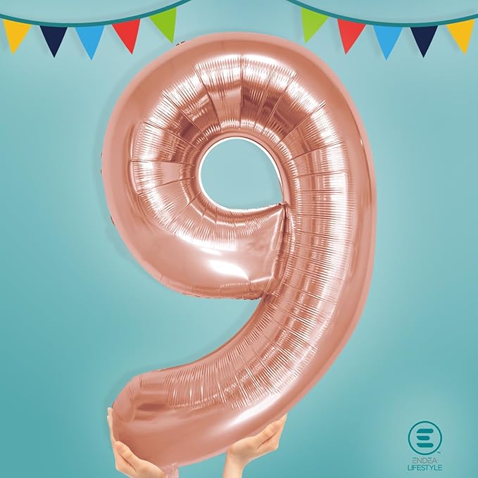 40 Inch Large Rose Gold Number Celebration and Decoration Balloon for Birthday Parties, Graduations, Anniversaries, Weddings, Photo Shoots, Special Events (Rose Gold Number 9)