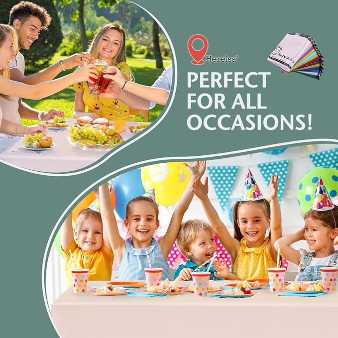 Disposable Plastic Tablecloth 54x108 Inch Rectangle - Blush Pink, 4 Pack Waterproof & Tear-Resistant Party Table Cover for Dining, Picnic, Crafts, Holiday Decor