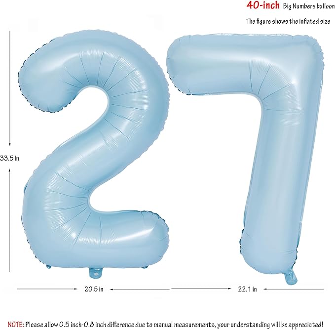40 In Matte Blue Number Balloons Helium Foil Mylar Balloon Birthday Party banquet Decoration Digital 27