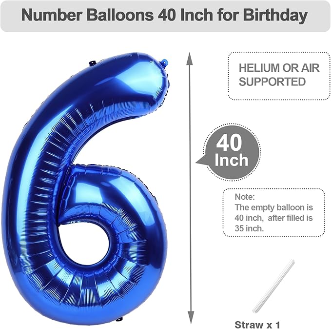26 Number Balloons, Dark Blue Balloons for Man Woman 26th Birthday Decoration, Foil Number Ballon for 26, 62, 2026 Anniversary, Bridal Shower, Graduation, Halloween, Christmas, New Year