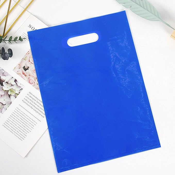 TOSPARTY 40PCS Blue Plastic Gift Bags Easter Candy Bag Die Cut Bags are Sturdy Party Assorted Plastic Candy Easter Gift Bag