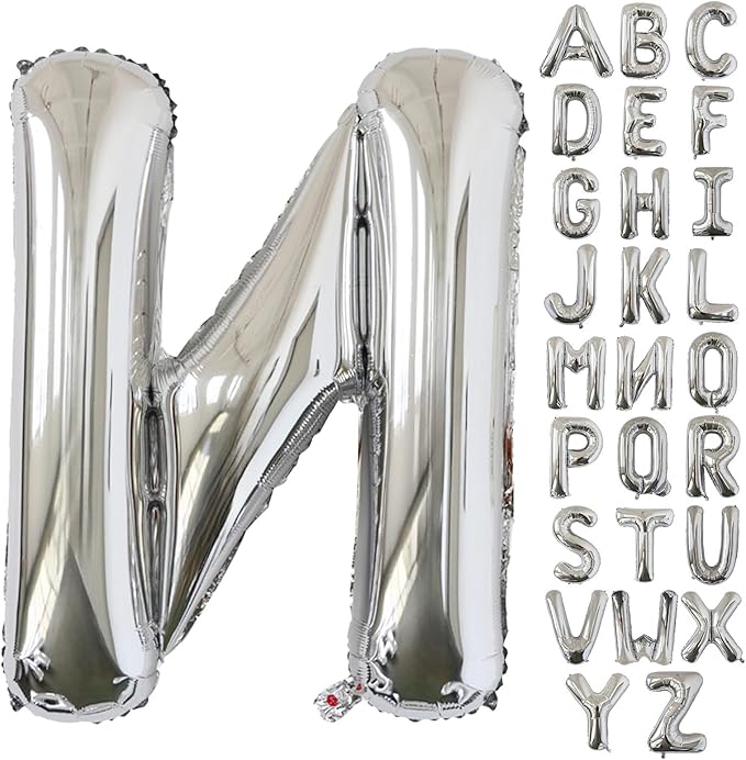 KALOR 40 Inch Silver Letter N Balloons Jumbo Foil Mylar Helium Big Balloons for Birthday Party Anniversary Baby Shower Supplies