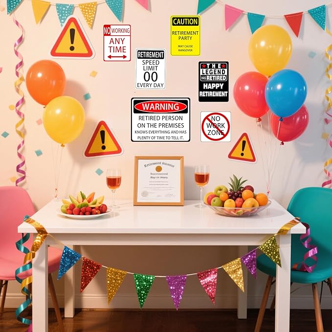 9Pcs Retirement Party Decorations Signs Table Centerpieces Funny Retirement Gifts for Women & Men Picture Props Door Windows Wall Decor Retirement Party