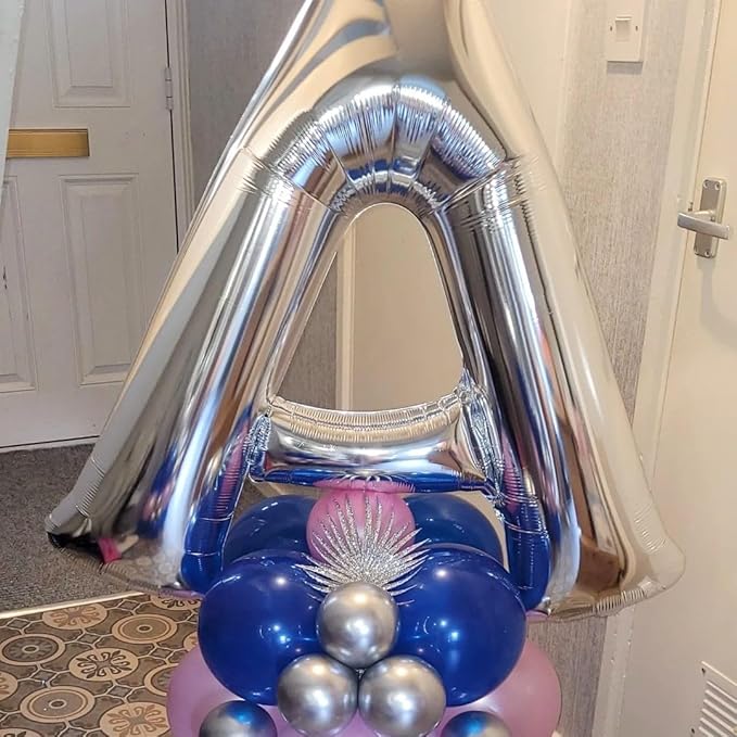 Silver Letter A Balloons 40 inch Large Alphabet A Balloons Silver Helium Foil Letter Balloon Banner for Birthday Party Anniversary Wedding Decoration