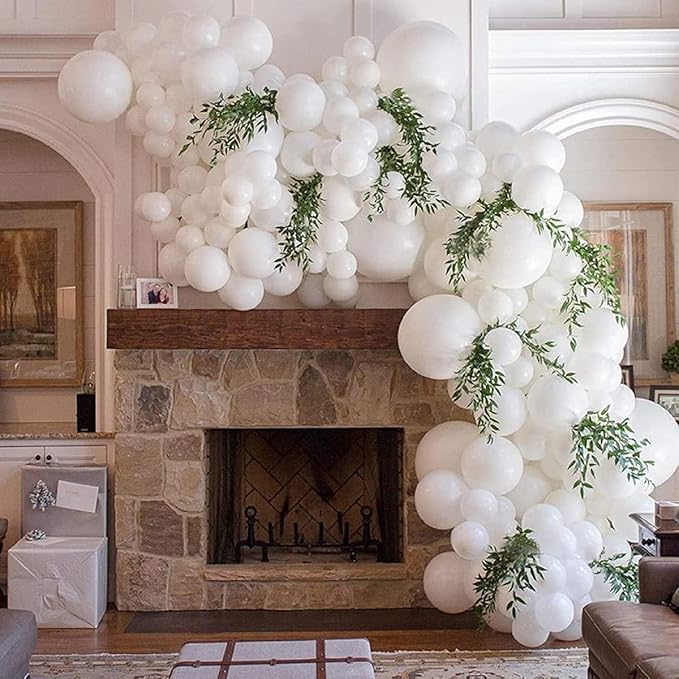 Matte White Balloons Cream Latex Balloon 5 10 12 18inch Different Sizes 103pcs White Balloons Kit for Kids Birthday Party Decoration Baby Shower Wedding Annversary Holiday