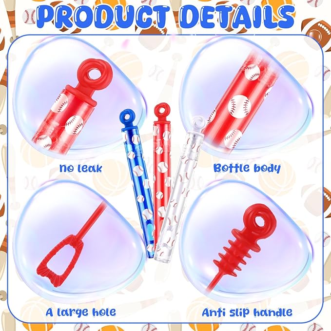 32 Pcs Baseball Bubble Wands Baseball Themed Party Favors for Adult Outdoor Summer Activity Birthday Gifts Carnival Goody Bag Stuffers Wedding Supplies
