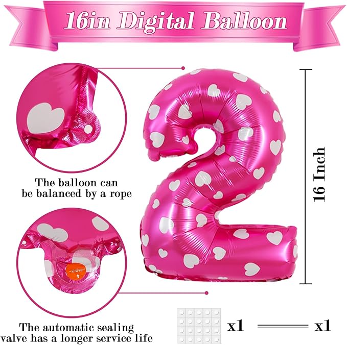 TONIFUL Balloons 16 Inch Pink polka dot 0-9 Number Mylar Foil Balloons Custom digitalal Balloons for 2026 New Year Eve Birthday Party Engagement Graduations Anniversary Baby Shower