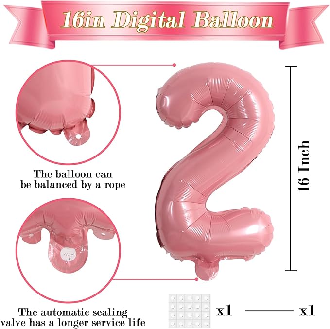 TONIFUL Balloons 16 Inch Light Pink 0-9 Number Mylar Foil Balloons 10 Pcs Custom Digital Balloons for 2026 New Year Eve Birthday Party Engagement Graduations Anniversary Baby Shower