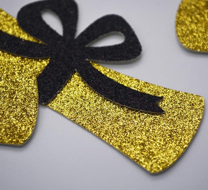 Qttier Diploma Confetti, 12pcs 4 inches Graduation Centerpeices Congrats Grad Party Decorations Graduation Table Decor Class of 2026 High School College Grad Party Supplies (Gold & Black)