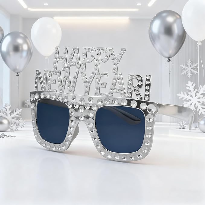 Happy New Year Eyeglasses 2026-8 Pack Party Supplies, Photo Booth Props for New Year's Eve Party Decor