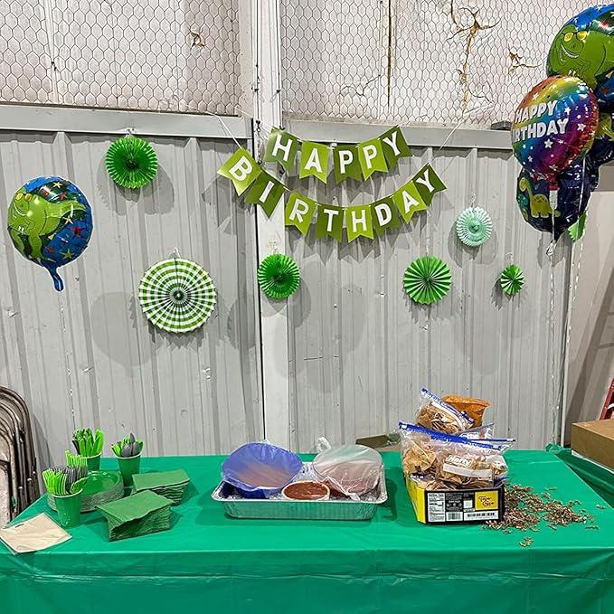 Green Happy Birthday Banner With White Letters, Swallowtail Design Hanging Signs Party Decorations
