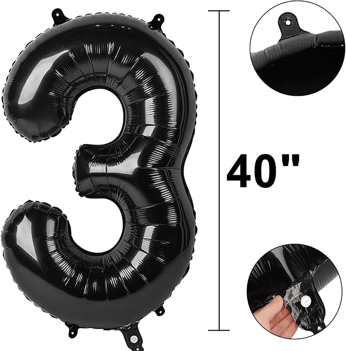 40 Inch Black Number 33 Digital Balloon,Jumbo Mylar Foil Helium Balloon for 33 Balloons for Birthday Party,Wedding Anniversary Party Decorations