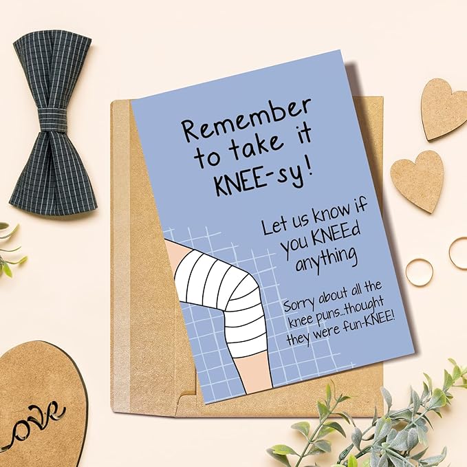 Funny Knee Get Well Soon Card for Men Women, Knee Replacement Card Gift for Patient, Speedy Surgery Recovery Cards for Him Her
