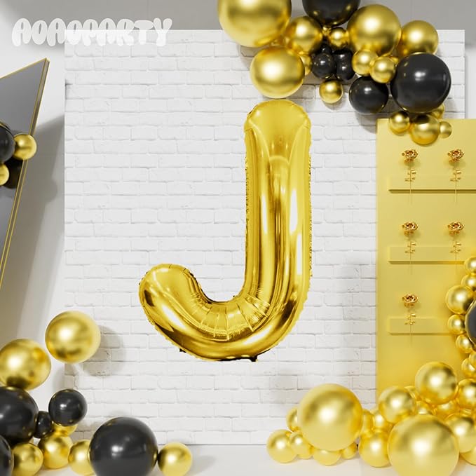 Letter Balloons 40Inch Large Giant big Foil Mylar Gold Balloons J for Birthday Party Decorations