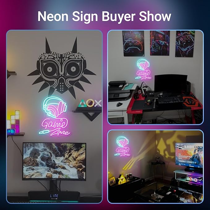 Gameneon Game Zone Neon Sign Gaming Neon Signs for Wall Decor Led Light Boys Bedroom Teen Man Cave Party Bar Playroom Decoration Gamer Lover Gift