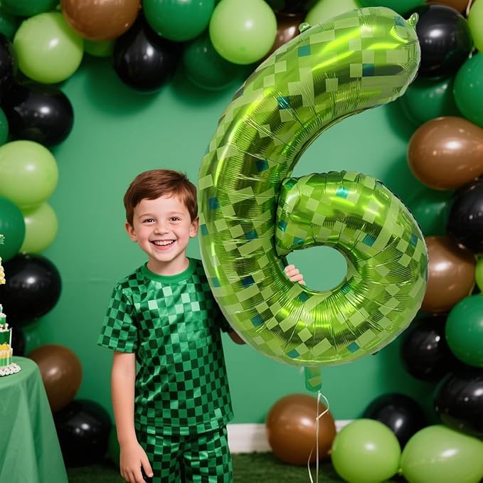 Green Number Balloons, Gaint Green Pixel Number 5 Balloon 40 Inch Dark green 5 Balloon for Boys Girls Kids 5th Birthday Party Decoration