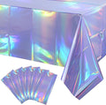 6 Pack Iridescent Light Purple Tablecloth for Parties, Pastel Purple Holographic Plastic Table Cover, Disposable Laser Purple Table Cloth for Birthday Wedding Baby Shower Party Decorations, 54x108Inch