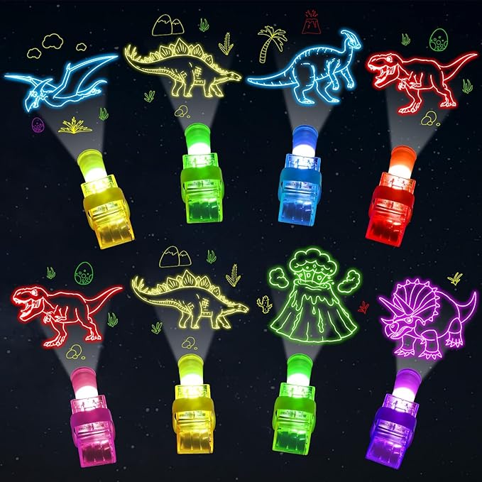 36 PCS Dinosaur Party Favors Dinosaur Birthday LED Light Up Finger Lights Glow in the Dark Dinosaur Party Finger Flashlights Bulk for Goodie Treat Bags Stuffers Dino Theme Birthday Party Supplies