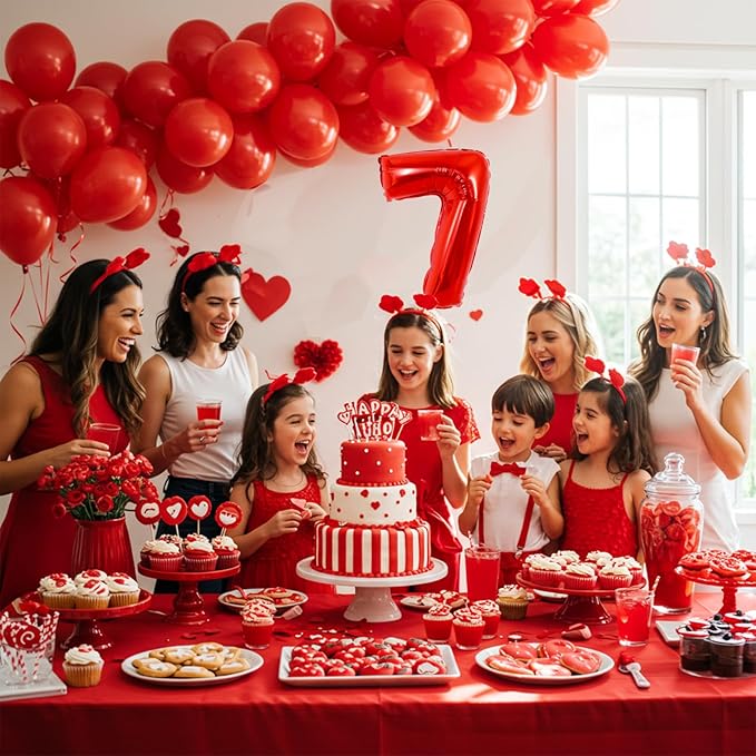 TONIFUL Balloons 16 Inch Red 0-9 Number Mylar Foil Balloons 10 Pcs Custom digitalal Balloons for 2026 New Year Eve Birthday Party Engagement Graduations Anniversary Baby Shower