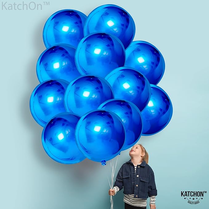KatchOn, Large Royal Blue Balloons - 22 Inch, Pack of 12 | Royal Blue Metallic Balloons for Graduation Decorations | Blue Foil Balloon, Under The Sea Party Decorations