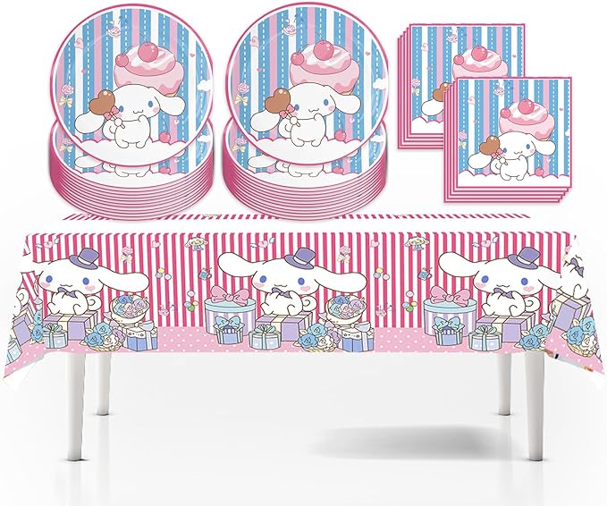 41 pcs Pink Cat Party Decoration Hello Cat Pink Kite Including 1pc Tablecover 20 pcs 7 inches Plates and 20 pcs 6.5 inches Napkins Cat Theme Birthday Party Decoration Favor Sets (41pcs dog 2)
