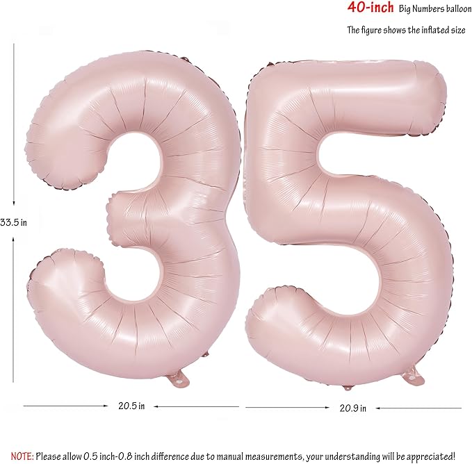 40 In Matte Pink Number Balloons Helium Foil Mylar Balloon Birthday Party banquet Decoration Digital 35