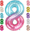 40 Inch Number 8 Balloon, Pink Purple Blue 8 18 28 80 Birthday Balloons for Men Boys, 8th Birthday Decorations Party Supplies, Wedding, Graduations