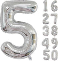 40 inch Silver Number Balloon Giant Foil Helium Balloons Silver Number 5 Balloon for 5th Birthday Party Anniversary Decorations Supplies