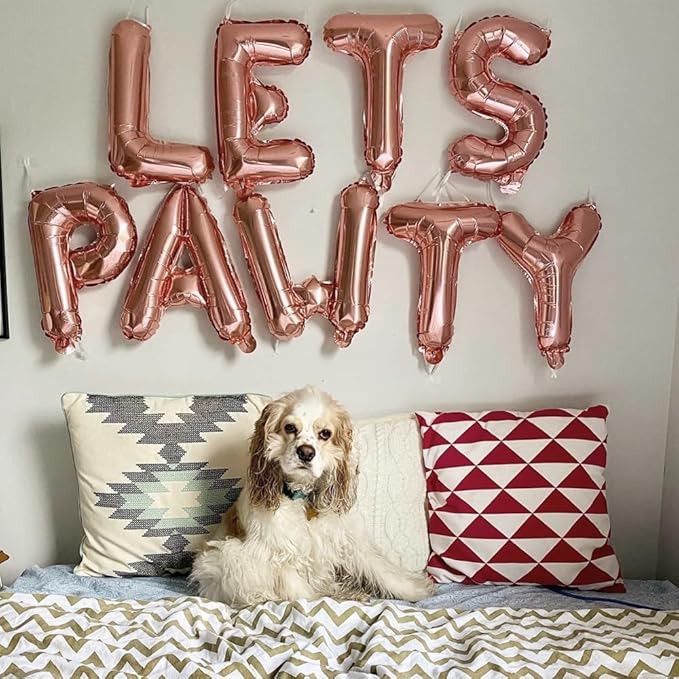 52pcs Letter Balloons Rose Gold Balloon, Custom Alphabet Balloons Party Supplies, Personalized Phrase Word Name Banner,16 Inch Alphabet A-Z Decor