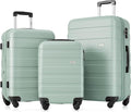 Merax 3 PieceABS Hardshell Luggage Sets Spinner Wheels Suitcase TSA Lock Suit Case, Creamy Green, 20/24/28 Inch