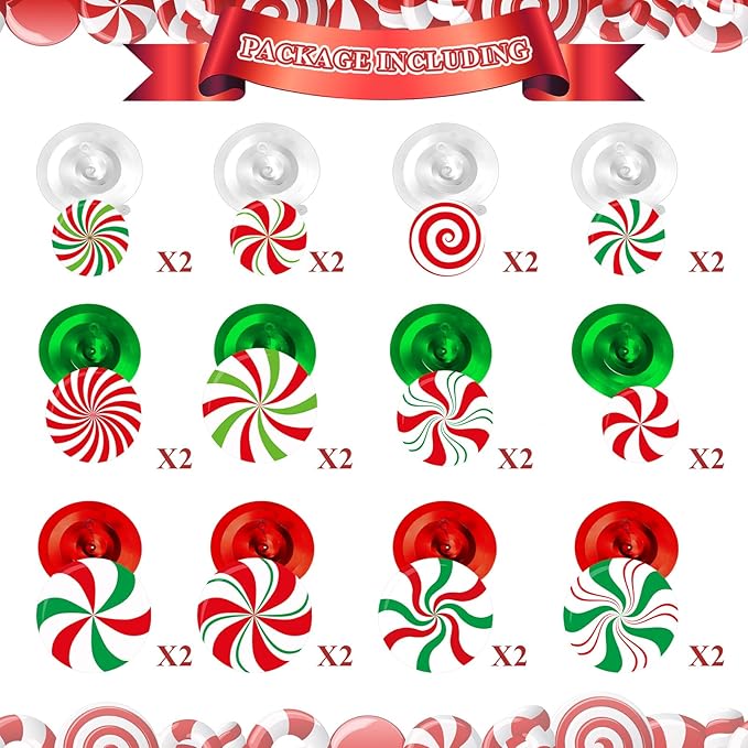 Funrous 54 Pcs Christmas Peppermint Candy Hanging Decorations Christmas Candies Ceiling Hanging Swirls Xmas Party Ceiling Whirl Streamers for Xmas Holiday Party Decor(Red White Green)