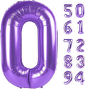 Purple Number Balloon 40 Inch, 0 Number Balloons, 10 20 30 40 50 Numbers Balloon Birthday Decorations, Purple Party Supplies for Girls Women Adults