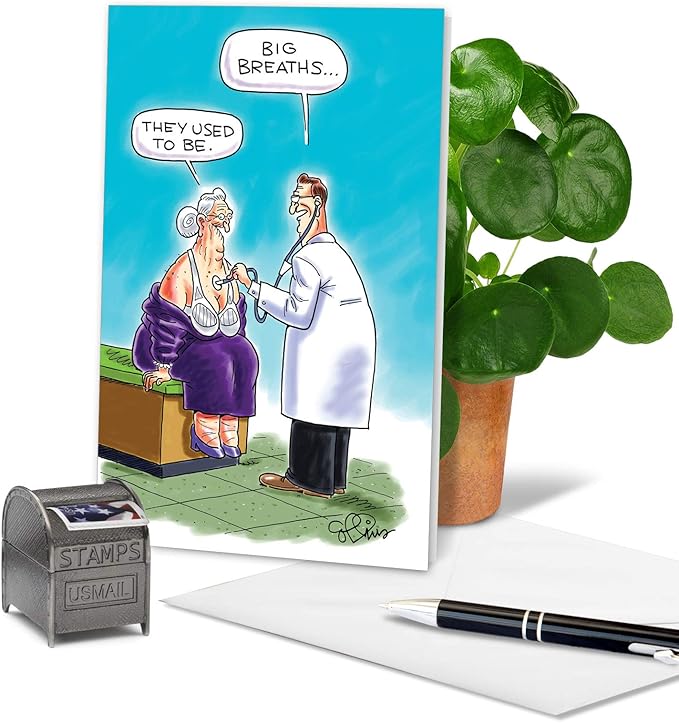 NobleWorks Big Breaths Unique Funny Birthday Card with Envelope 4813