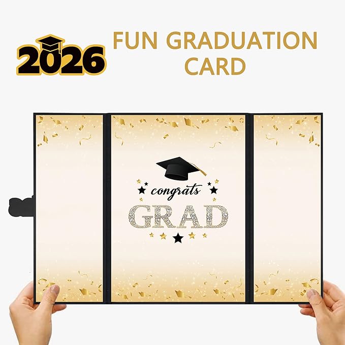 Vlipoeasn 2PCS Graduation Guest Book Alternative, Black Gold Class of 2026 Graduation Party Decorations, Graduation Signature Book for 2026 College High School, Unique Graduation Gifts for Friends