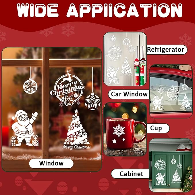 133 PCS Christmas Snowflake Window Clings Decoration, Christmas Window Stickers, Indoor Windows Decor, Holiday Decor, Xmas Party Decorations, Ornaments, Thanksgiving Party Décor, Winter Wonderland.