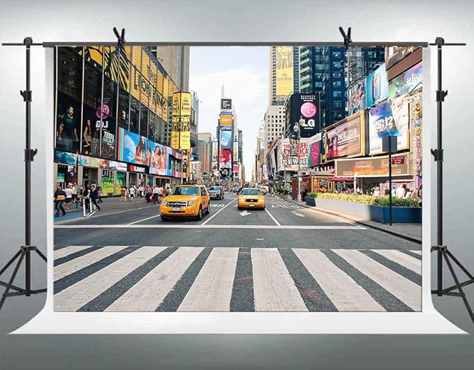 NYC Time Square Buildings Photo Backdrops Taxi New York Fashion Street Party Photography Background Adult Portrait Studio Booth Props Banner 7x5ft