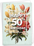 NobleWorks 50th Birthday Milestone Greeting Card with 5 x 7 Inch Envelope (1 Card) Flowers For Milestones - 50 C10592MBG
