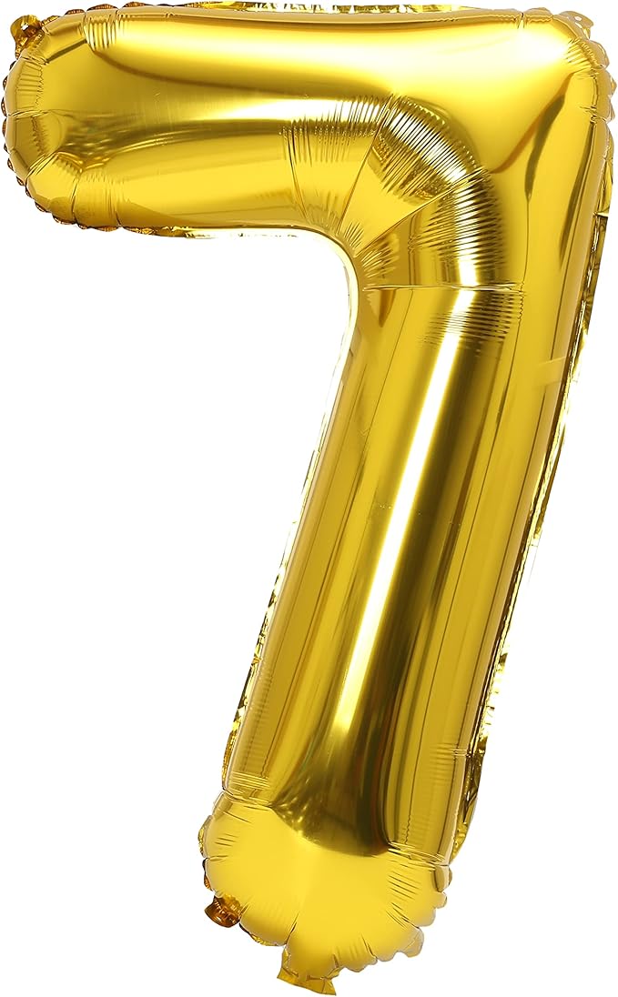 YPSelected 32 Inch Large Foil Helium Number Balloon Birthday Wedding Party 0-9 (Gold, 7)