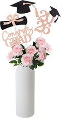 Gexolenu 16 PCS Rose Gold Black Double-Sided 2026 Graduation Centerpieces for Tables, 2026 Table Toppers Party Centerpiece Sticks Party Supplies, Graduation Party Decorations Class of 2026, Set of 4