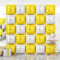 NISOCY 25PCS Yellow White Square Foil Balloons Wall Backdrop Double Sided Yellow Pearl White Balloons Arch Kit for Birthday Wedding Anniversary Baby Bridal Shower Party Decorations