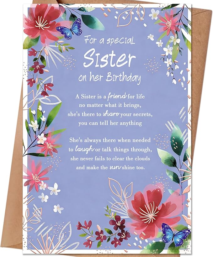 Sister Birthday Card，Happy Birthday Cards & Gift for Sister