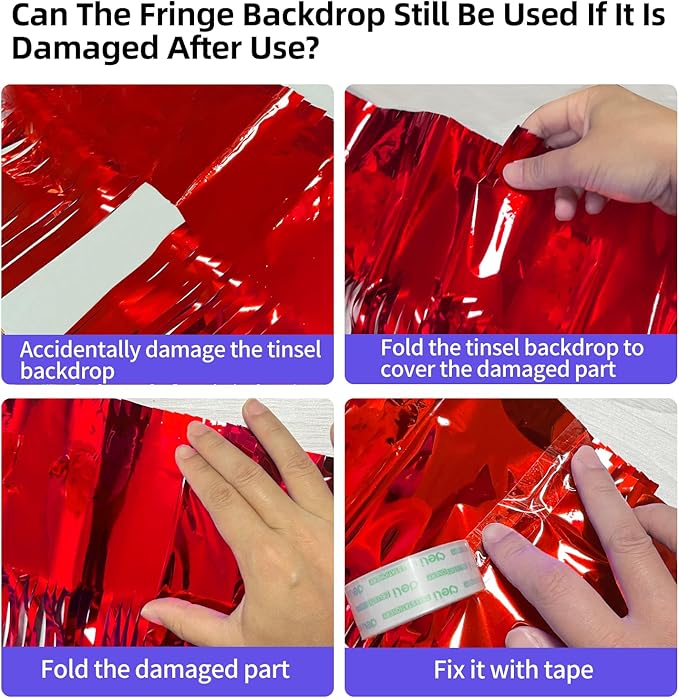 Valentines Day Decorations - Red Tinsel Backdrop Galentines Day Decorations 3.3x8.2ft, 2 Pack Foil Fringe Curtains Photo Booth Props for Birthday Party, Red Streamer Backdrop for Christmas