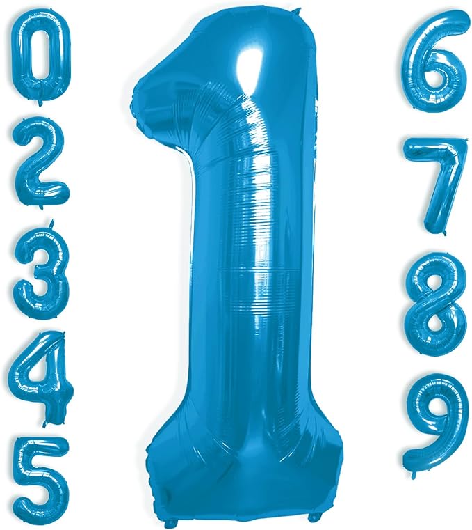 40 Inch Large Blue Number Celebration and Decoration Balloon for Birthday Parties, Graduations, Anniversaries, Weddings, Photo Shoots, Special Events - Helium Foil Mylar (Blue Number 1)